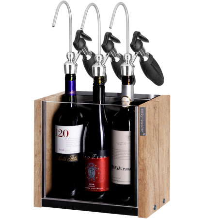 solid oak wine cooler with 3 wikeeps dispenser
