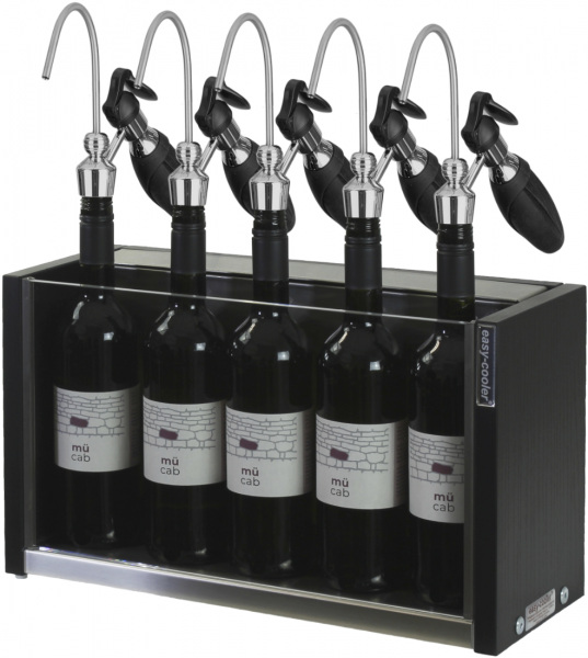 black easy-cooler with 5 Altavinis wine dispenser,